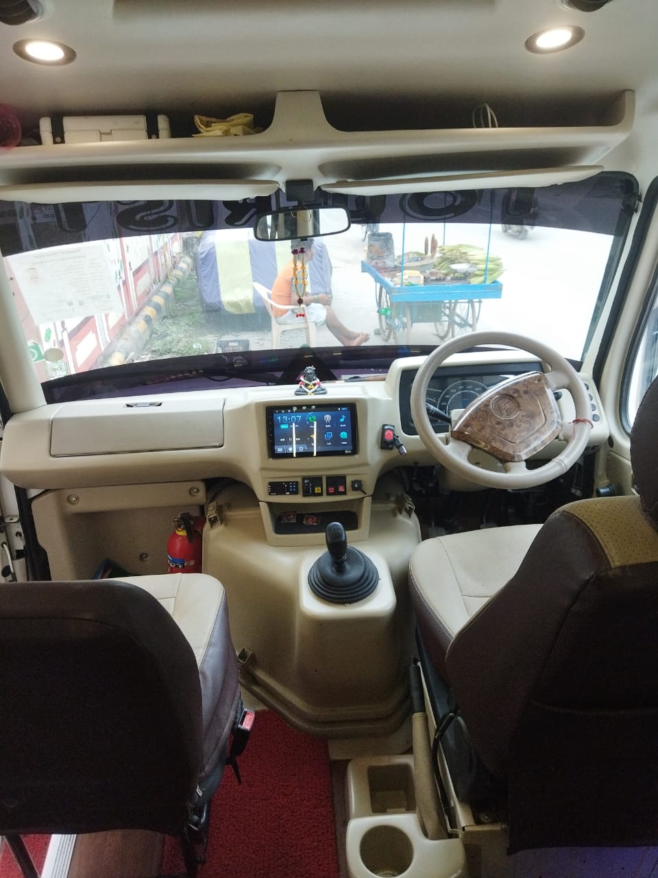Close up of comfortable leather seats in a luxury van